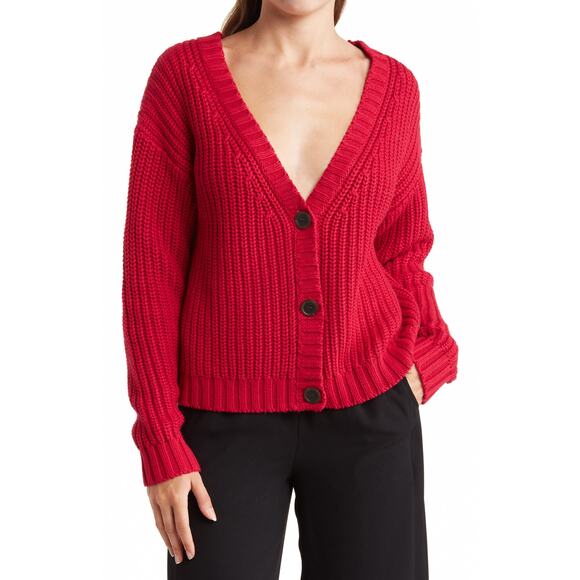 ATM Anthony Thomas Melillo Red Cotton Crop Cardigan Size S / P - Picture 1 of 4